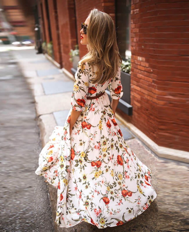Floral Print Long Maxi Beach Dress