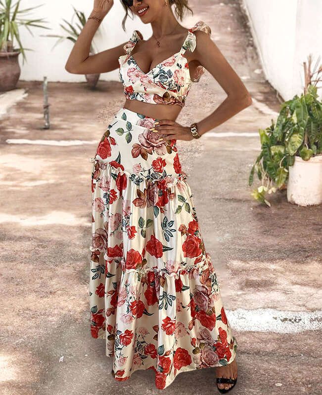Floral Bohemian Off the Shoulder Dress