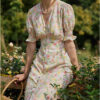 V-Neck Floral Print A-Line Maxi Dresses