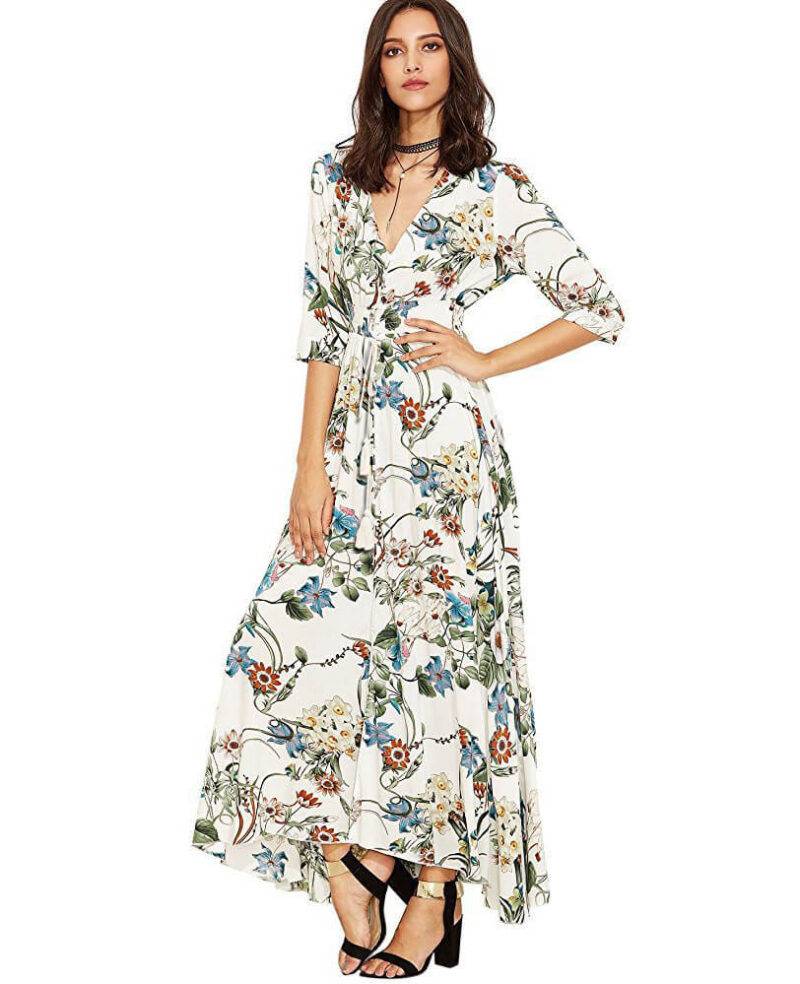Vintage Style Long Sleeve Bohemian Dress