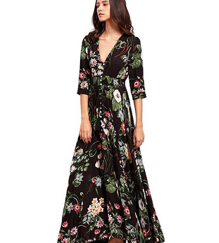 Vintage Style Long Sleeve Bohemian Dress