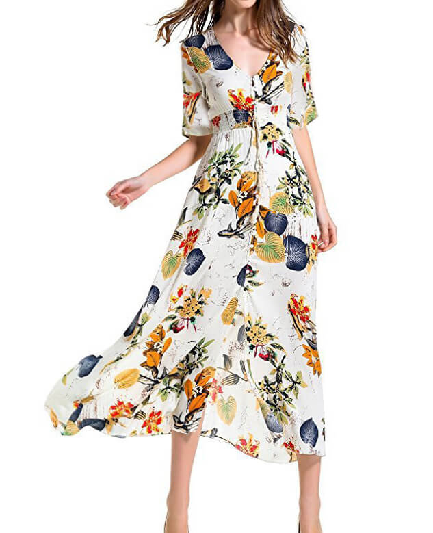 Vintage Style Long Sleeve Bohemian Dress