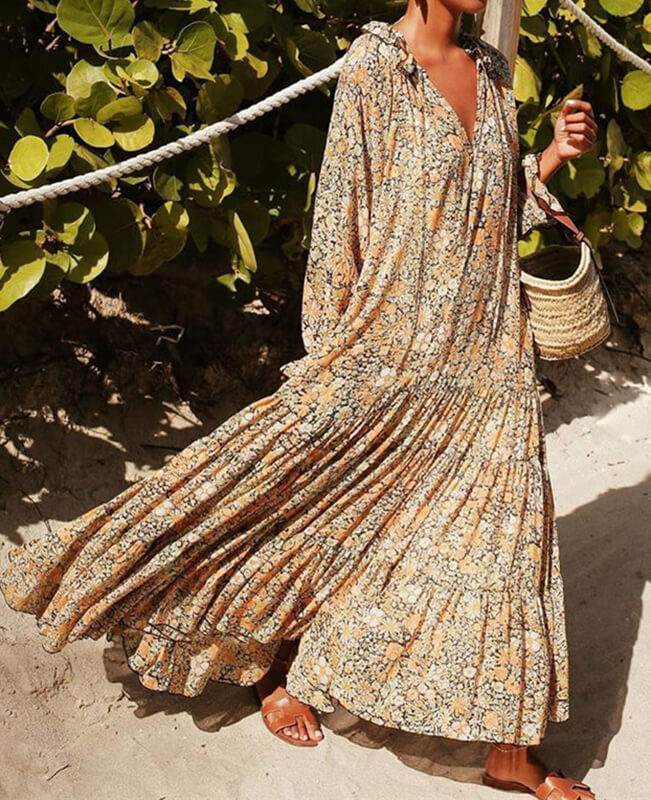 Loose Floral Bohemian Beach Dress For Women