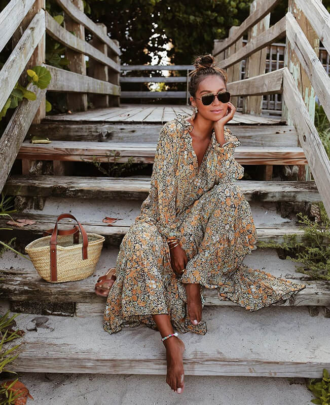Loose Floral Bohemian Beach Dress For Women