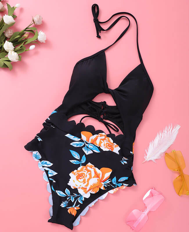 Halter Top Bikini Cute One Piece Bathing Suits