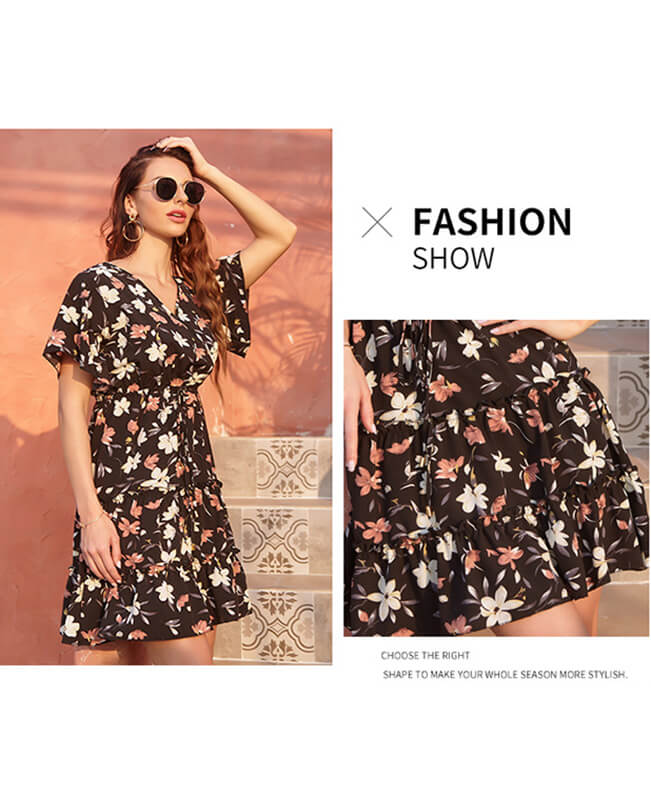 Floral Print Elegant Beach Dress