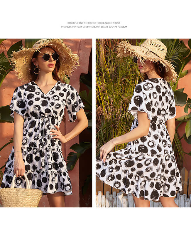 Floral Print Elegant Beach Dress