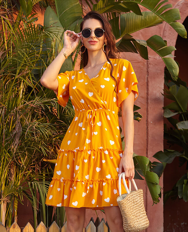 Floral Print Elegant Beach Dress