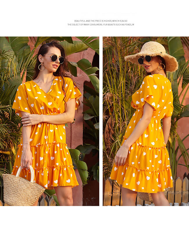 Floral Print Elegant Beach Dress