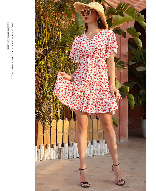 Floral Print Elegant Beach Dress
