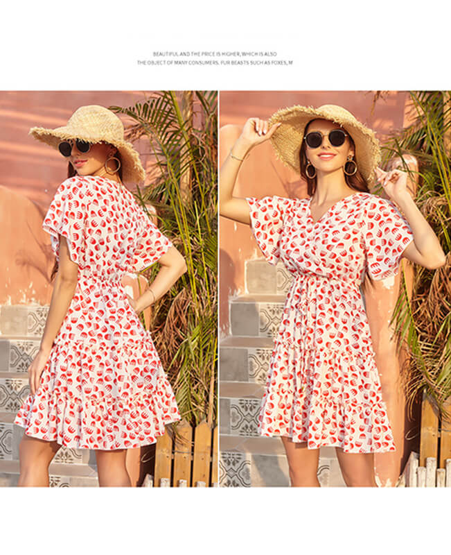 Floral Print Elegant Beach Dress