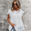 Cute Round Neck White Lace Tops