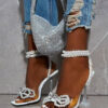 High Heels Pumps Sexy White String Bead Sandals
