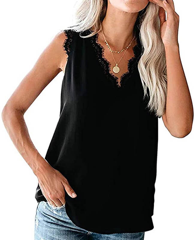 Summer V Neck Strappy Tank Top Sleeveless Loose Blouse