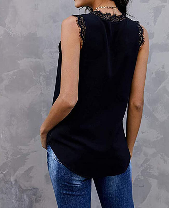 Summer V Neck Strappy Tank Top Sleeveless Loose Blouse
