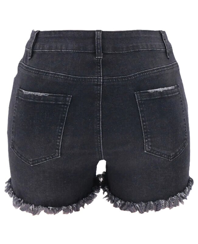 Casual Denim Shorts Frayed Raw Hem Ripped Jeans Shorts