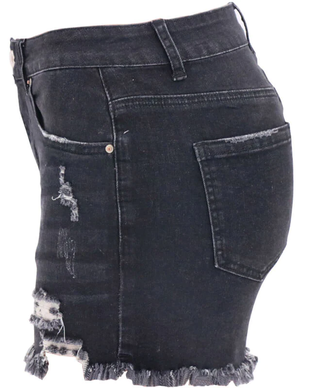 Casual Denim Shorts Frayed Raw Hem Ripped Jeans Shorts