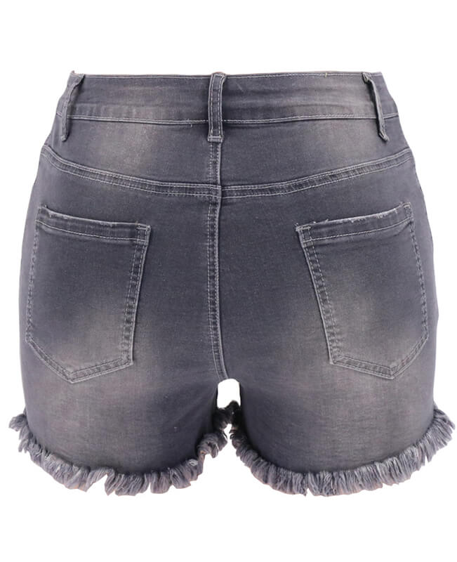 Casual Denim Shorts Frayed Raw Hem Ripped Jeans Shorts