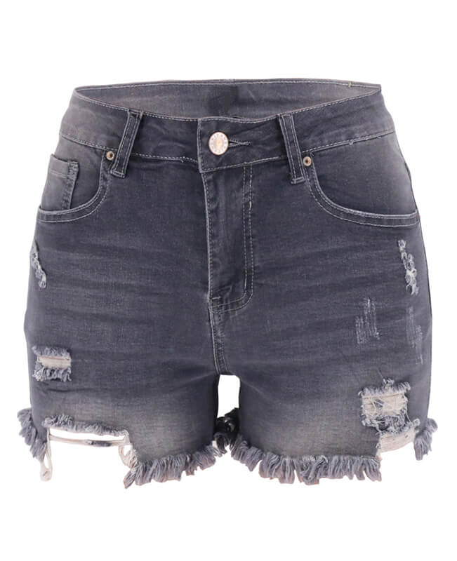 Casual Denim Shorts Frayed Raw Hem Ripped Jeans Shorts
