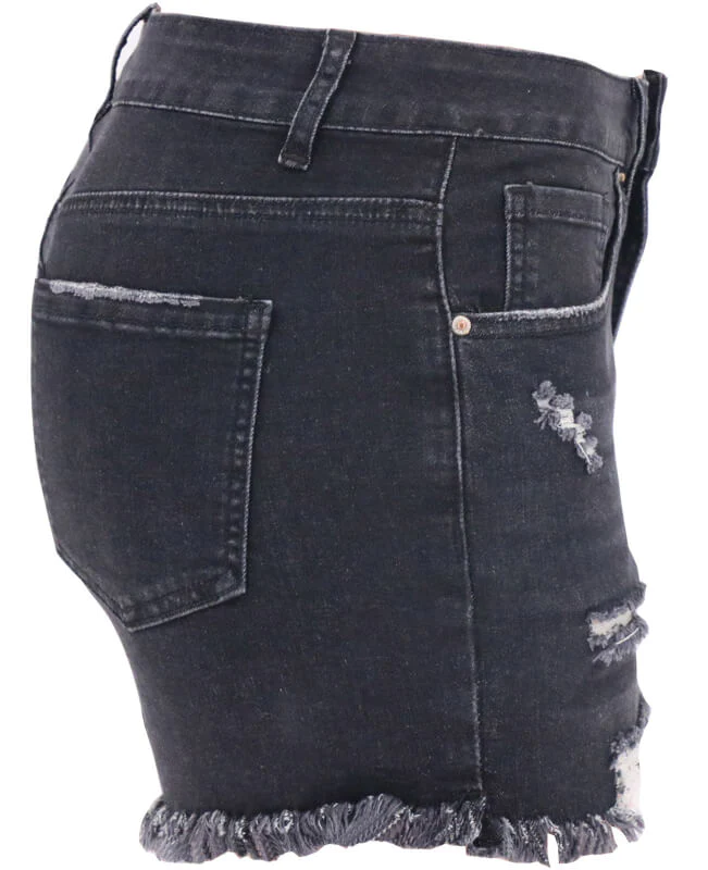 Casual Denim Shorts Frayed Raw Hem Ripped Jeans Shorts