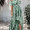 Off Shoulder Asymmetrical Floral Dress For Women