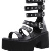 Women Roman Cutout Goth Platform Sandals Classic Chunky Heel Shoes