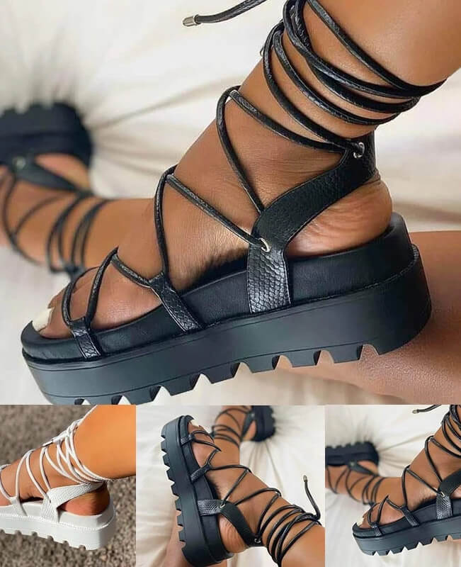 Women Straps Sandals Wedge Platform Roman Height Increasing Shoes