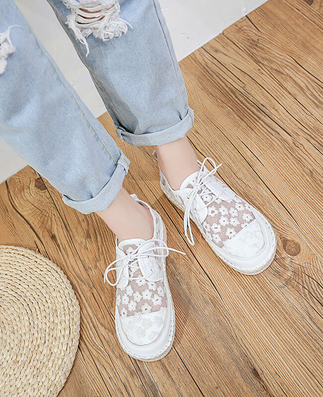 Womens Shoe Lace Breathable Flat