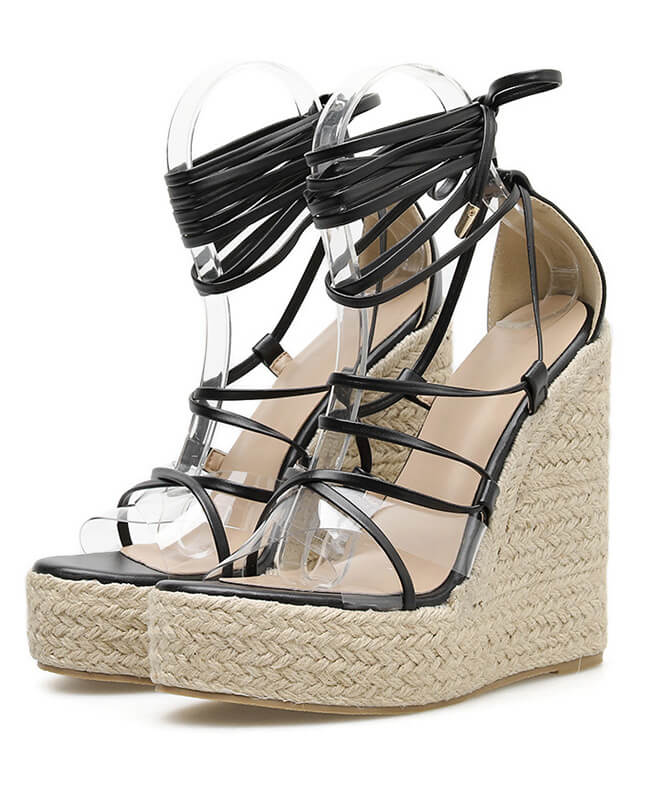 Women Lace-up Peep toe High Heels Sandals