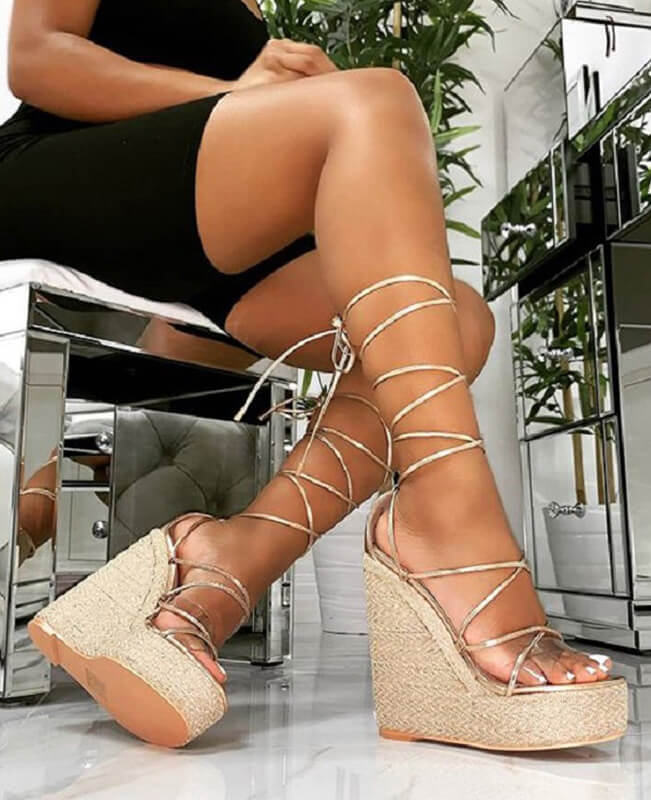 Women Lace-up Peep toe High Heels Sandals