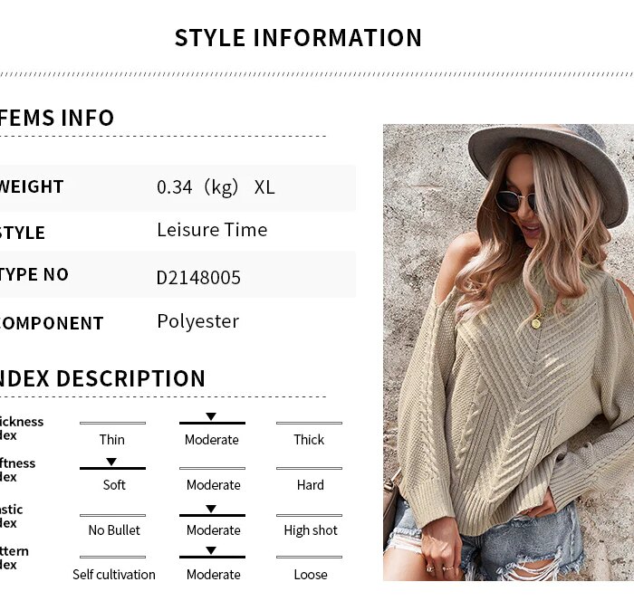 Off the Shoulder Women Cable Knit Sweater