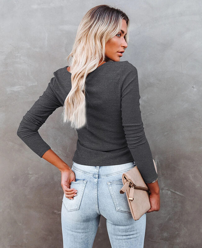 Basic Stretchy Casual Sweater Drawstring Sweater