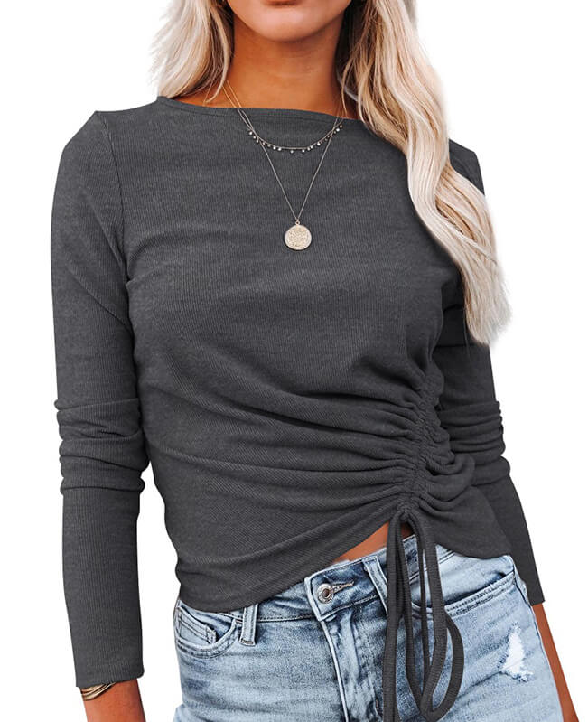 Basic Stretchy Casual Sweater Drawstring Sweater