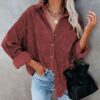 Corduroy Loose Button Down Shirt Women
