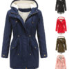 Women Fur Hood Coat Winter Fleece Jacket