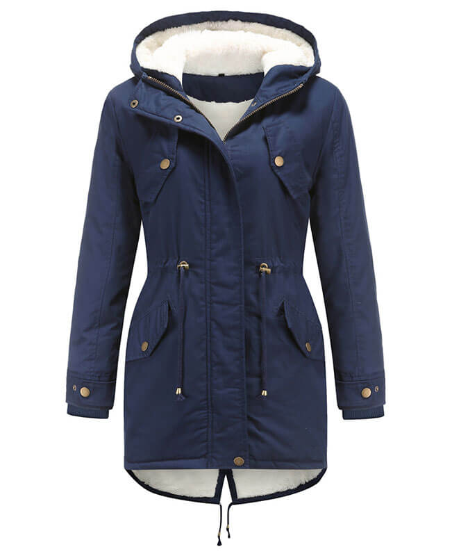 Women Fur Hood Coat Winter Fleece Jacket