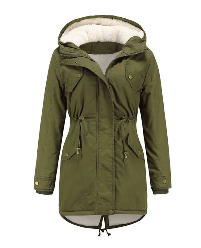 Women Fur Hood Coat Winter Fleece Jacket