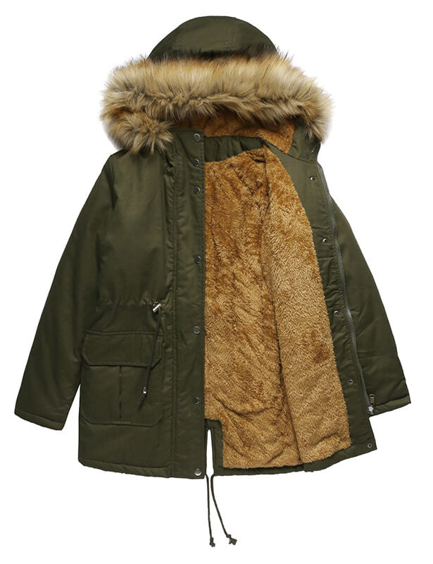 Womens Hooded Warm Winter Thicken Fleece Long Coats