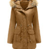 Womens Hooded Warm Winter Thicken Fleece Long Coats