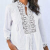 Womens V-Neck Lace Tops Long Sleeve Blouses