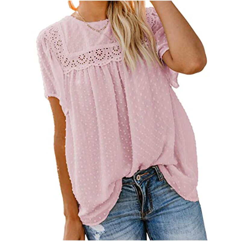 Chiffon Sleeveless Hollow Lace Vest Shirt