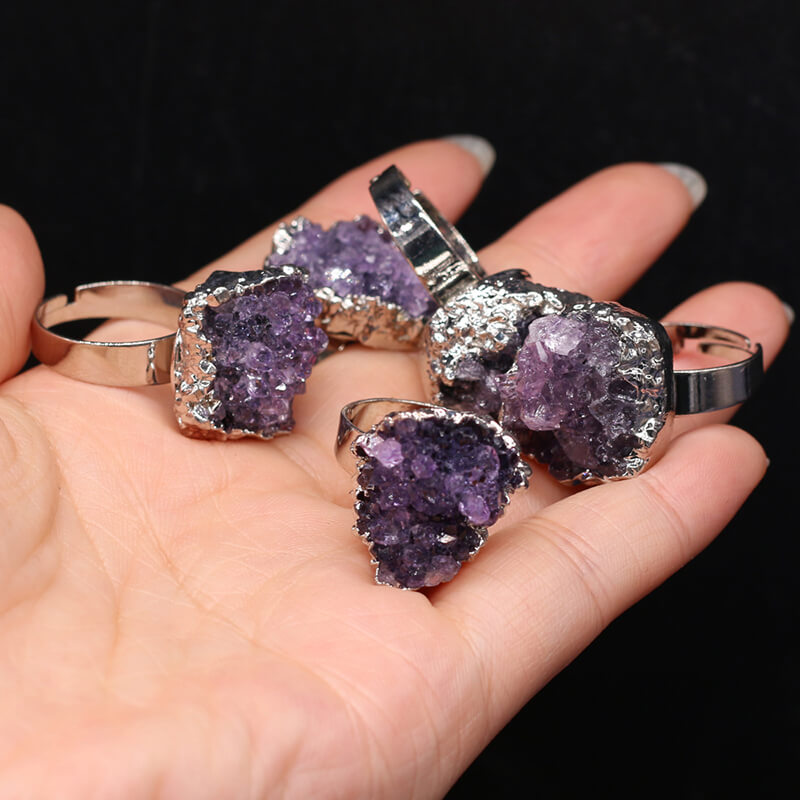 Amethyst Cluster Ring Wholesale-7