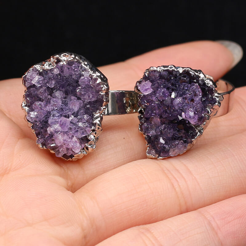 Amethyst Cluster Ring Wholesale-8