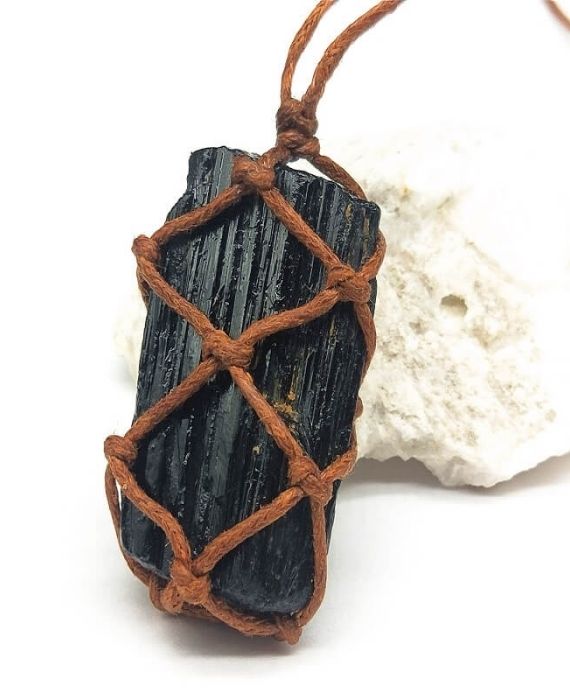 Black Tourmaline Raw Stone Necklace (1)