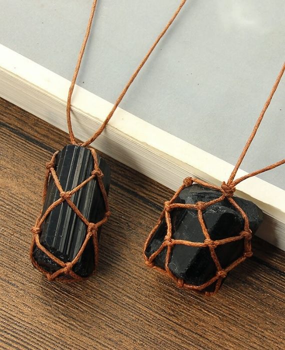 Black Tourmaline Raw Stone Necklace (4)