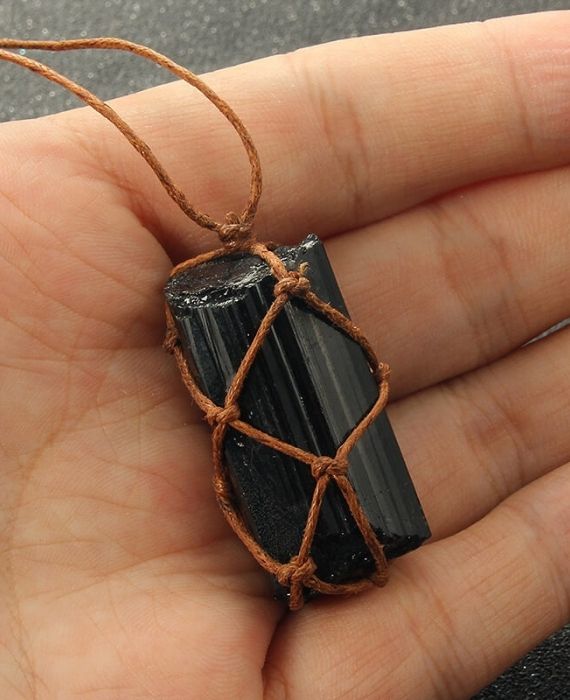 Black Tourmaline Raw Stone Necklace (5)