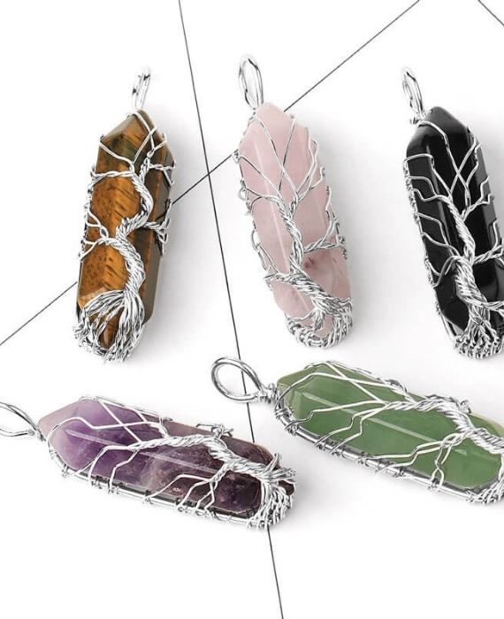 Flower Wrapped Crystal Necklaces