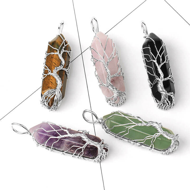 Double Point Tower Crystal Necklaces