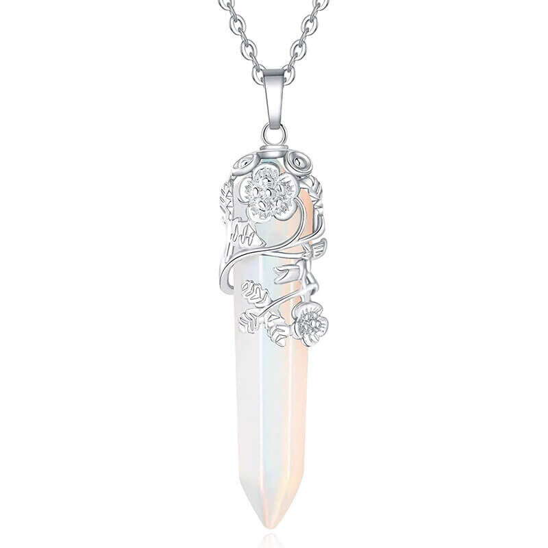 Flower Wrapped Crystal Necklaces 3