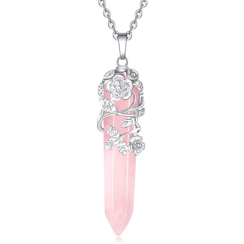 Flower Wrapped Crystal Necklaces 4